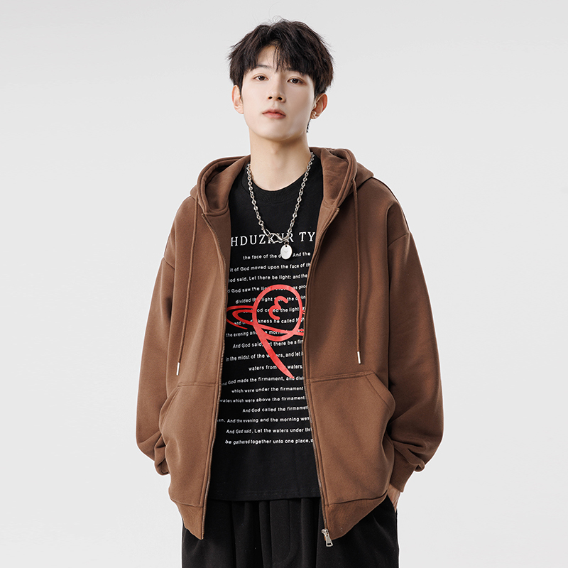 Spring and Autumn Cardigan Sweatshirt for Men, Trendy Brand, Solid Color Hooded Top for Students, Couple's Fleece Jacket, Same Style as in the Mall Spring and Autumn Cardigan Sweatshirt for Men, Trendy Brand, Solid Color Hooded Top for Students, Couple's Fleece Jacket, Same Style as in the Mall