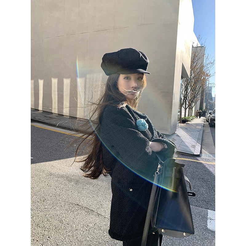 Wuuus (shop main private service line) Winner years but black little fragrant wind coarse flowers, knitted jacket advanced sensation-Taobao