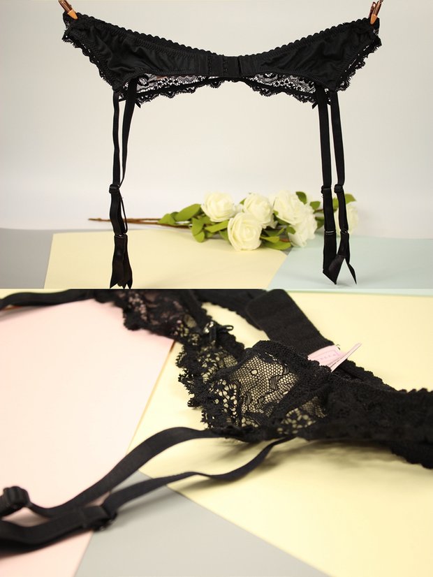 3 包邮 bên ngoài Châu Âu và Hoa Kỳ ren đen garter kim loại garter khóa gợi cảm nịt bất tất