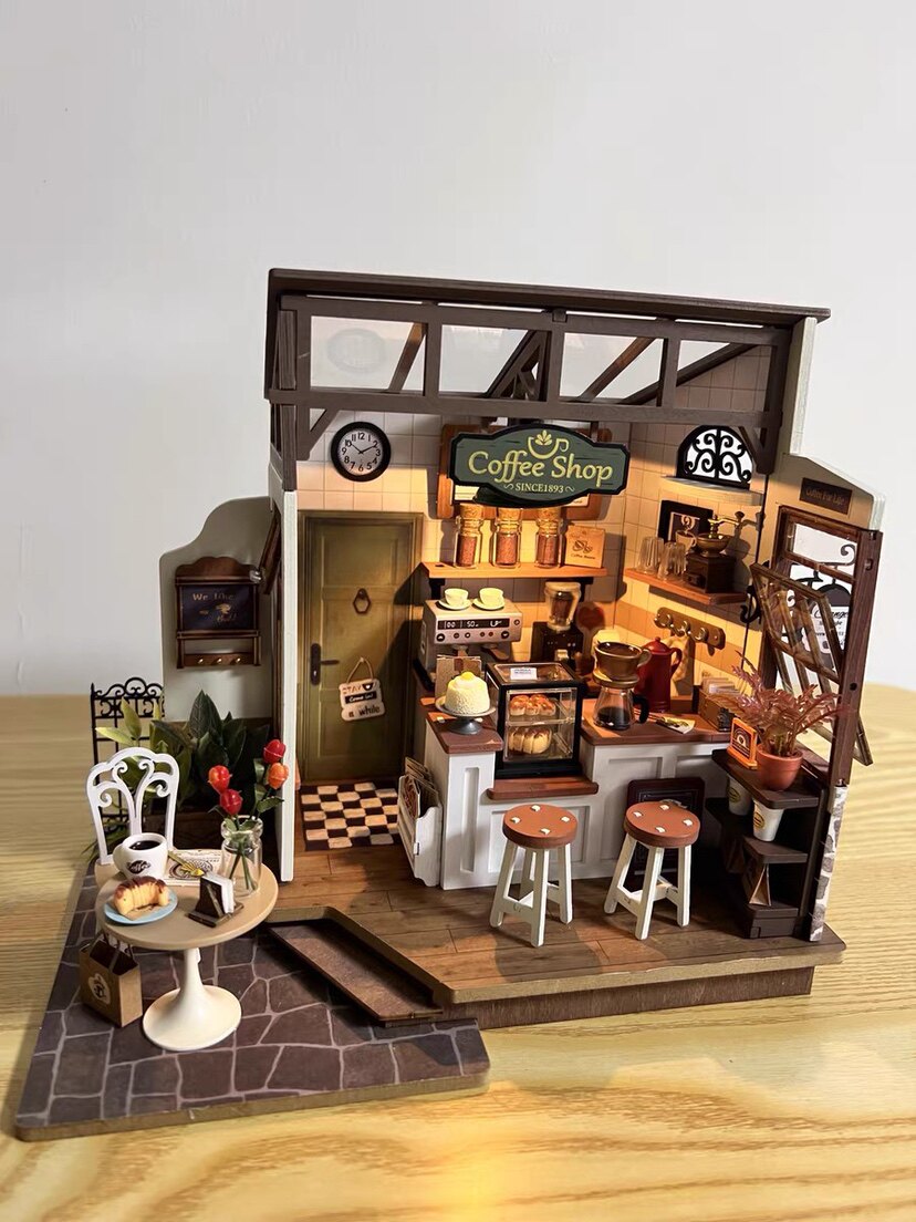 If Come Diy Art Lodge NO Coffee Shop Manual Assembly Model Villa Building Casey Flower House Birthday Gift-Taobao