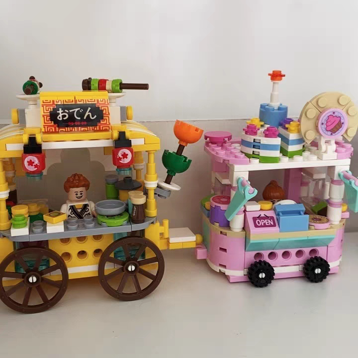 Plastic Micrograin Diy Parquet Building Blocks Compatible Lego Ice Cream Snack Car Model Male Girl Toy Gift