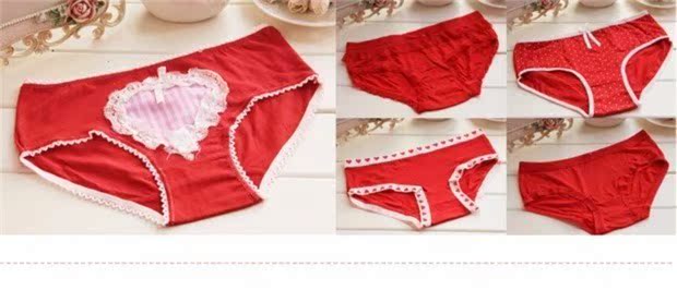 Quần lót nữ 2018 SpongeBob Big Red Cotton Thời trang lễ hội Quần short đỏ Quần đỏ Hộp quà tặng 5 gói do lot