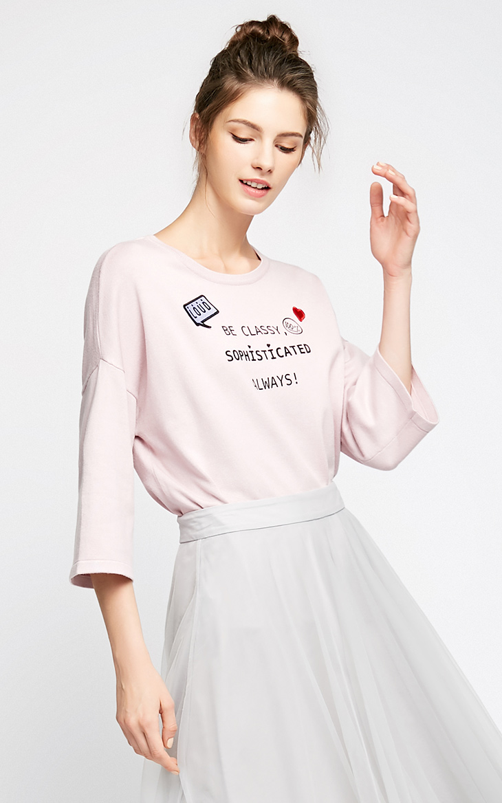 Dưới khung 丨 Vero Moda rơi xuống tay áo yếu tố chữ áo len giản dị | 317324546 thời trang nữ