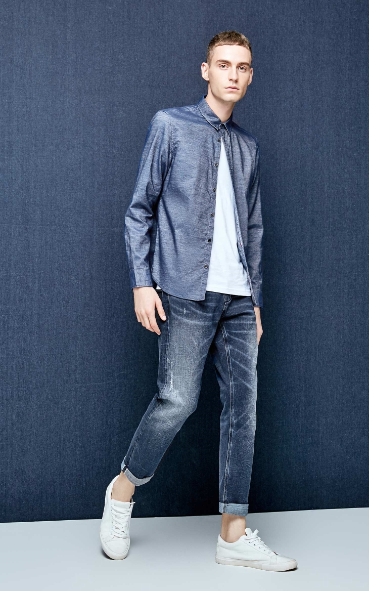 [Giá trị mùa thu và mùa đông] Quần áo sơ mi tay dài cotton cotton của Jack Jones / Jack Jones J | 217305511 ao cong so