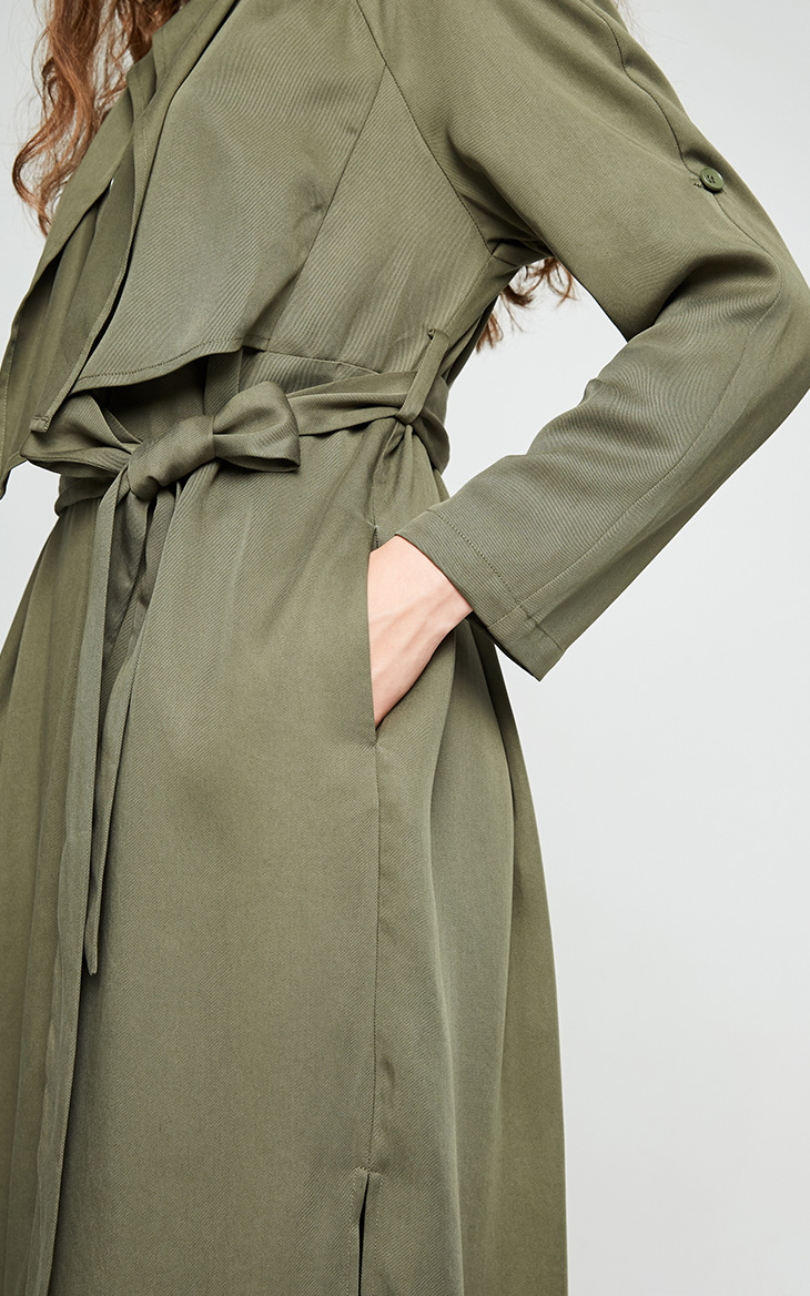 [Giá trị mùa thu và mùa đông] Vero Moda thẳng trong phần thời trang dài phía trước mảnh áo gió tay áo trễ vai | 317421504 áo khoác nữ