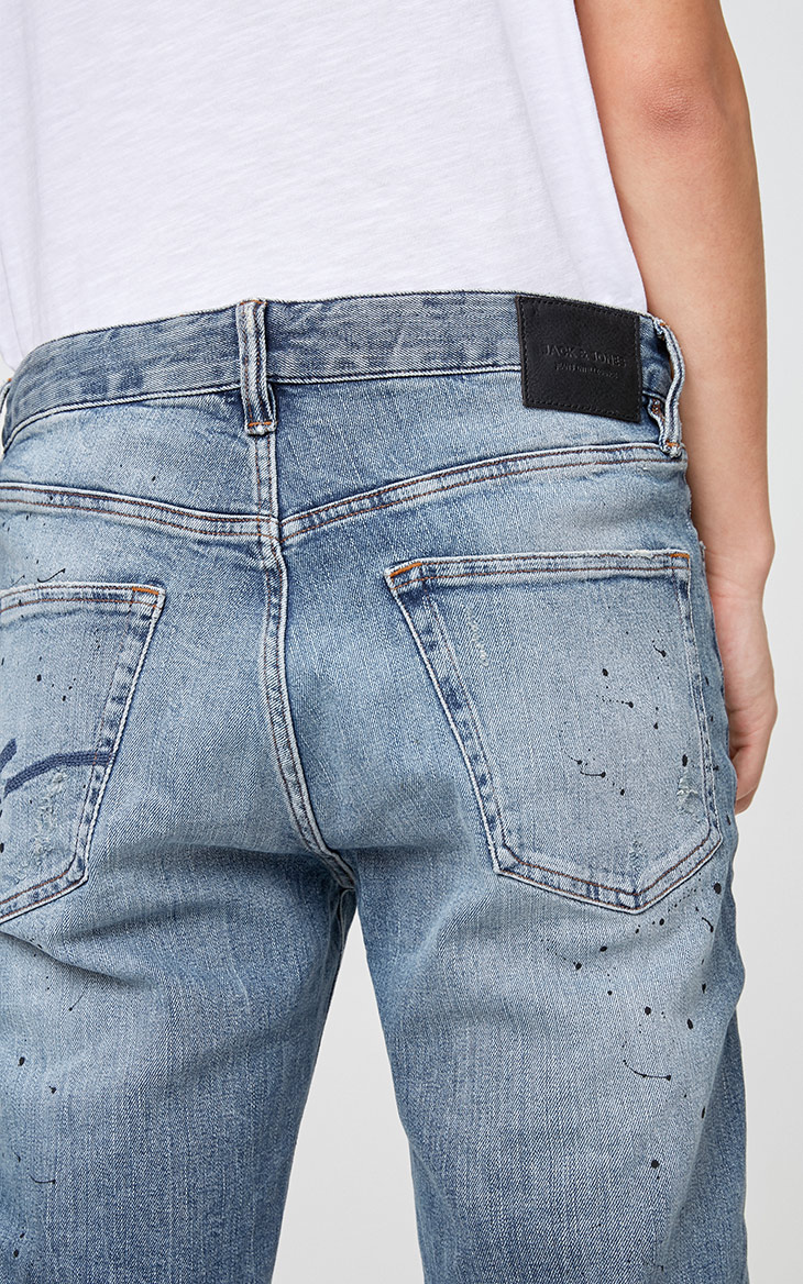 [3 miễn phí 1] JackJones Jack Jones quần jean cắt lỗ trắng JO | 217432505 áo nam đẹp