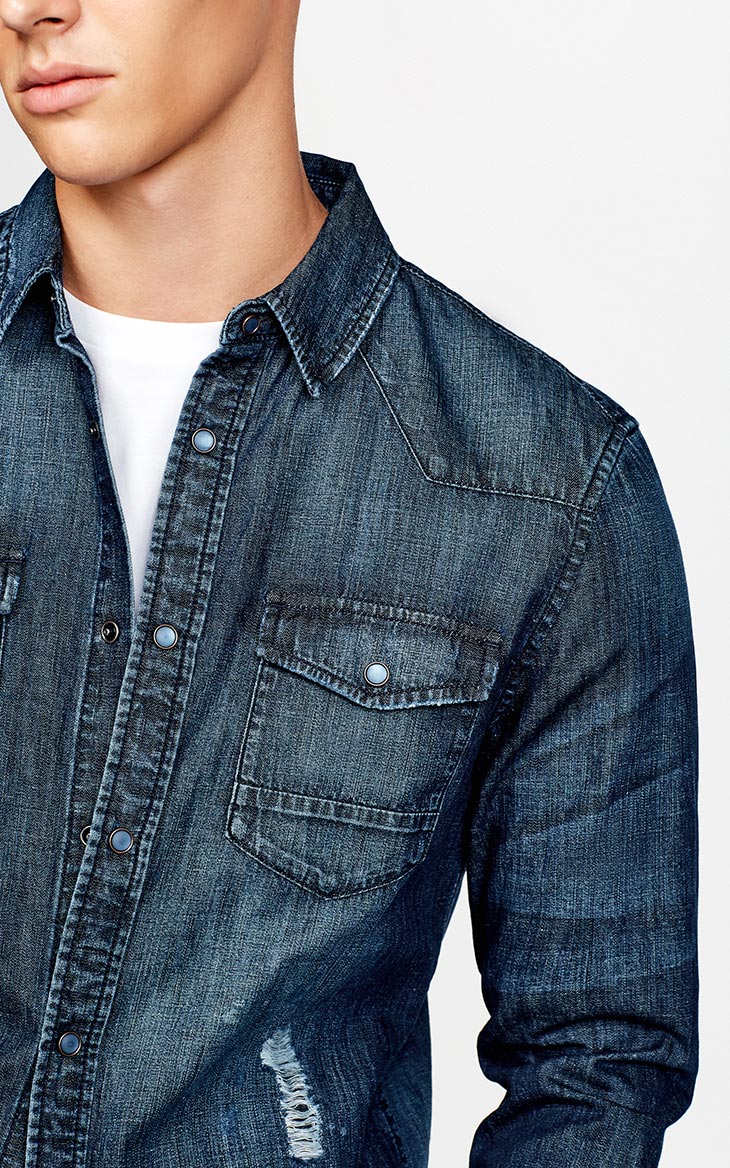 [3 miễn phí 1] Jack Jones / Jack Jones mặc áo sơ mi denim dài tay JO | 217305506 quần tây nam