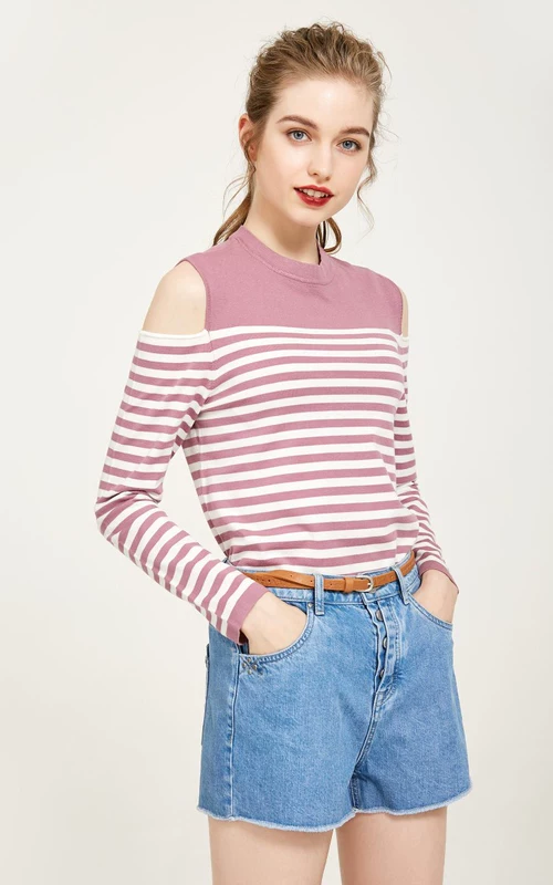 Vero Moda Fall Drop Shoulder Vòng cổ áo len sọc | 317324568
