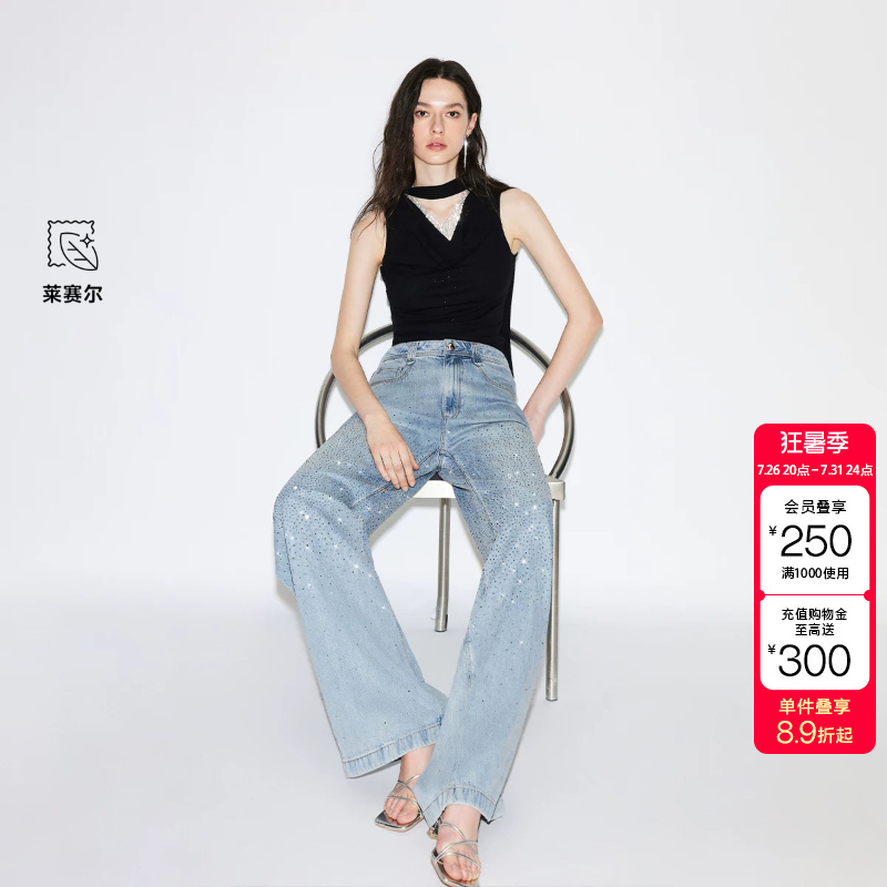 Only2026 New Summer Style Straight-Leg Jeans for Women with Lyocell and Meteoric Rhinestone Decoration