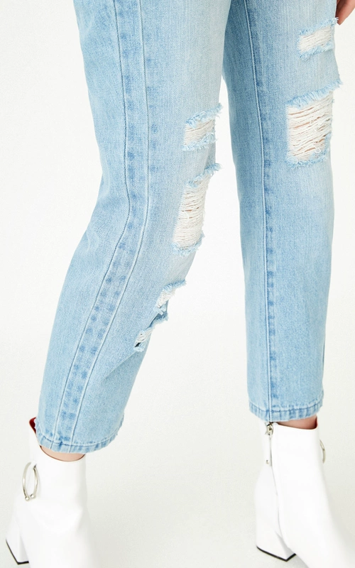 [Giá trị mùa thu và mùa đông] CHỈ có lỗ cotton mới thẳng 9 điểm quần jean nữ | 117349501