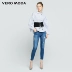 Vero Moda thời trang sọc yếu tố rơi tay áo sơ mi giản dị | 317331540 áo sơ mi caro Áo sơ mi