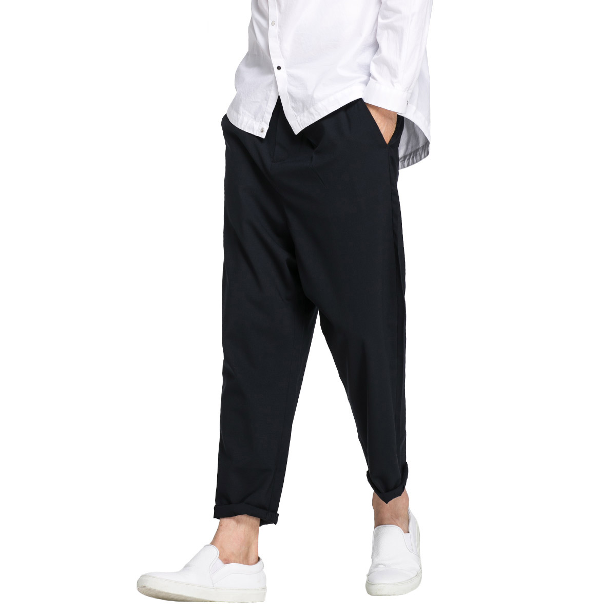 SELECTED思莱德羊毛混纺系扣萝卜休闲裤G-416314546