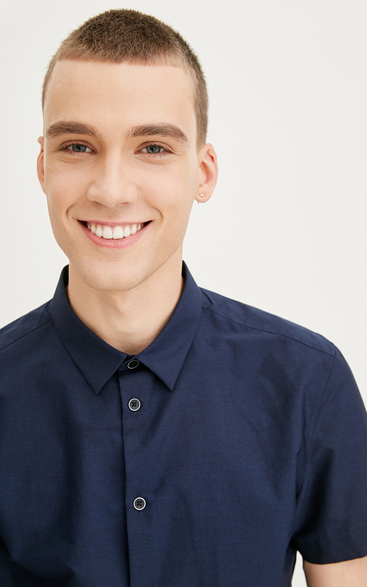[3 miễn phí 1] Áo sơ mi ngắn tay cotton màu tương phản JackJones Jack Jones E | 217204503 size áo sơ mi nam