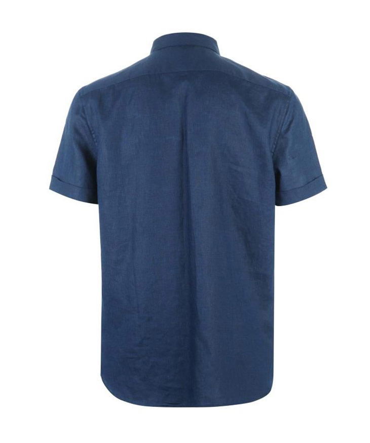 JackJones Jack Jones breathable linen màu rắn mùa xuân và mùa hè của nam giới ve áo ngắn tay áo sơ mi quần áo E | 217204520