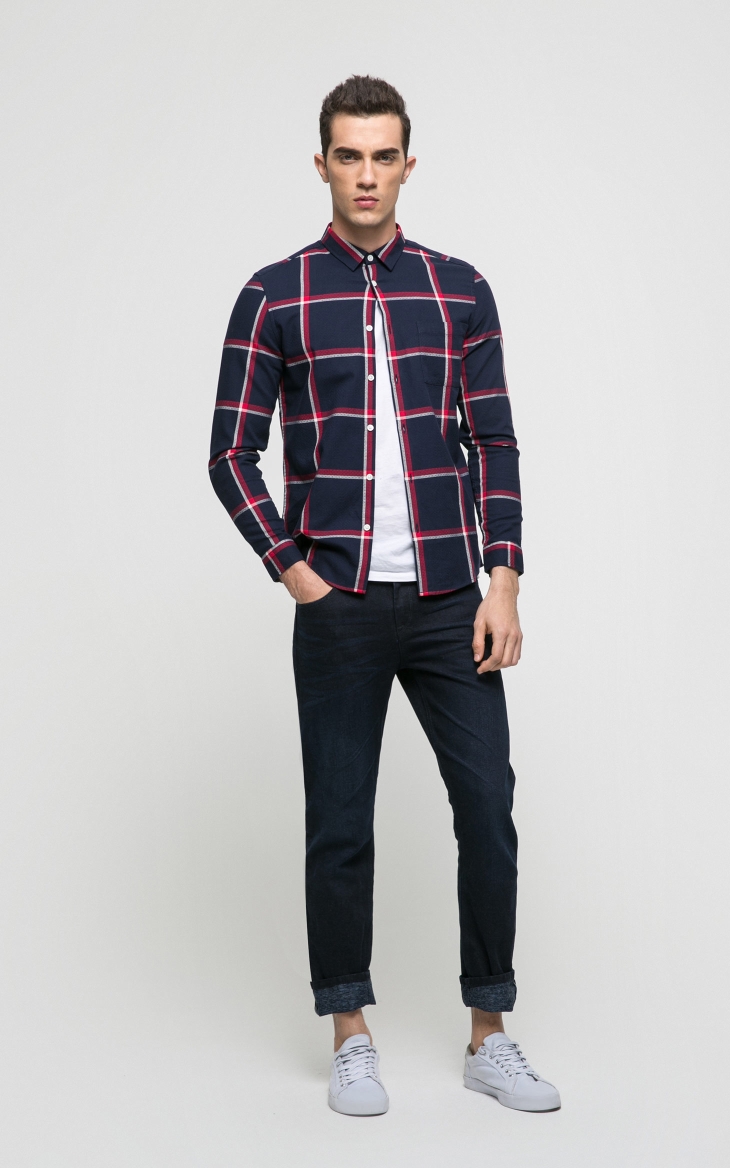 JackJones Jack Jones màu kiểm tra áo sơ mi nam dài tay E | 217105511 so mi nam