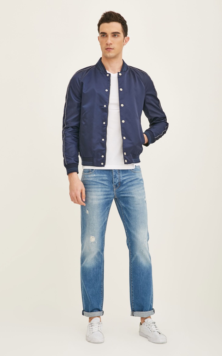 [3 miễn phí 1] JackJones Jack Jones giặt quần denim thẳng O-217132536 quần short nam