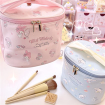 Silk butterfly knot jade Gui dog Japanese style sweet and large capacity Makeup Case Bag Female beauty Portable Handbag