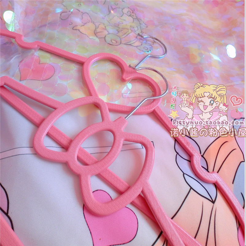 Pink girl heart plastic hanger love bow shape plastic hanging clothes rack clothes dormitory household hanger