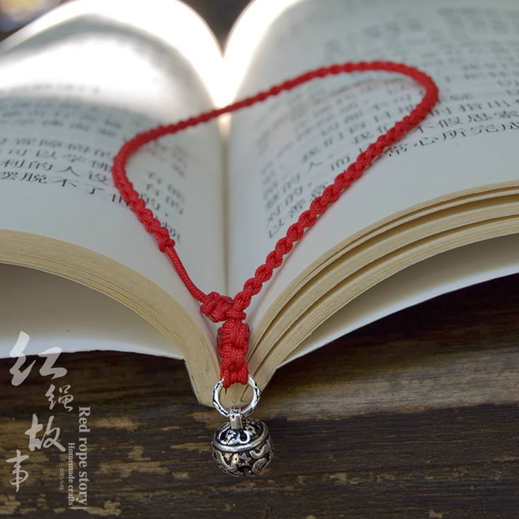 Vintage dân tộc gió tay dệt dây đỏ vòng chân có âm thanh chuông bạc sterling bạc nữ cổ chuông gió nam chân dây - Vòng chân vòng đeo chân nữ bằng vàng
