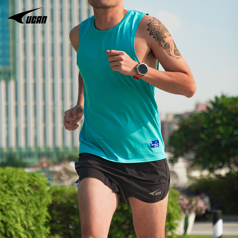 Ucan Ruike Breathable Running Vest Men's Thin Summer Loose Quick-Drying Fitness Elastic Sleeveless T-Shirt