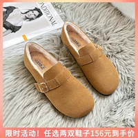 Birkenstocks plus, женская обувь на плюшевом меху, верхняя одежда, женские туфли-бобы, зима 2023, новые хлопковые туфли на плоской подошве, большие размеры от 41 до 43