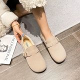 Birkenstocks plus, женская обувь на плюшевом меху, верхняя одежда, женские туфли-бобы, зима 2023, новые хлопковые туфли на плоской подошве, большие размеры от 41 до 43