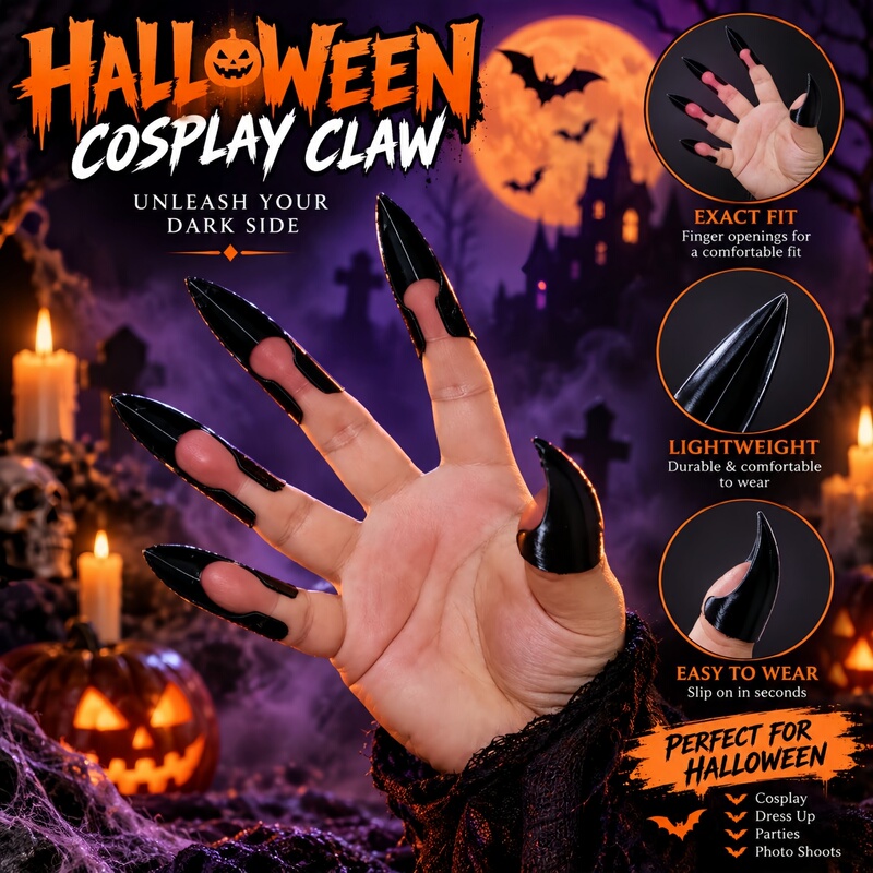 Halloween Horror Extra-Long Nails Costume Vampire Witch Nails Haunted House Movie Zombie Masquerade Props