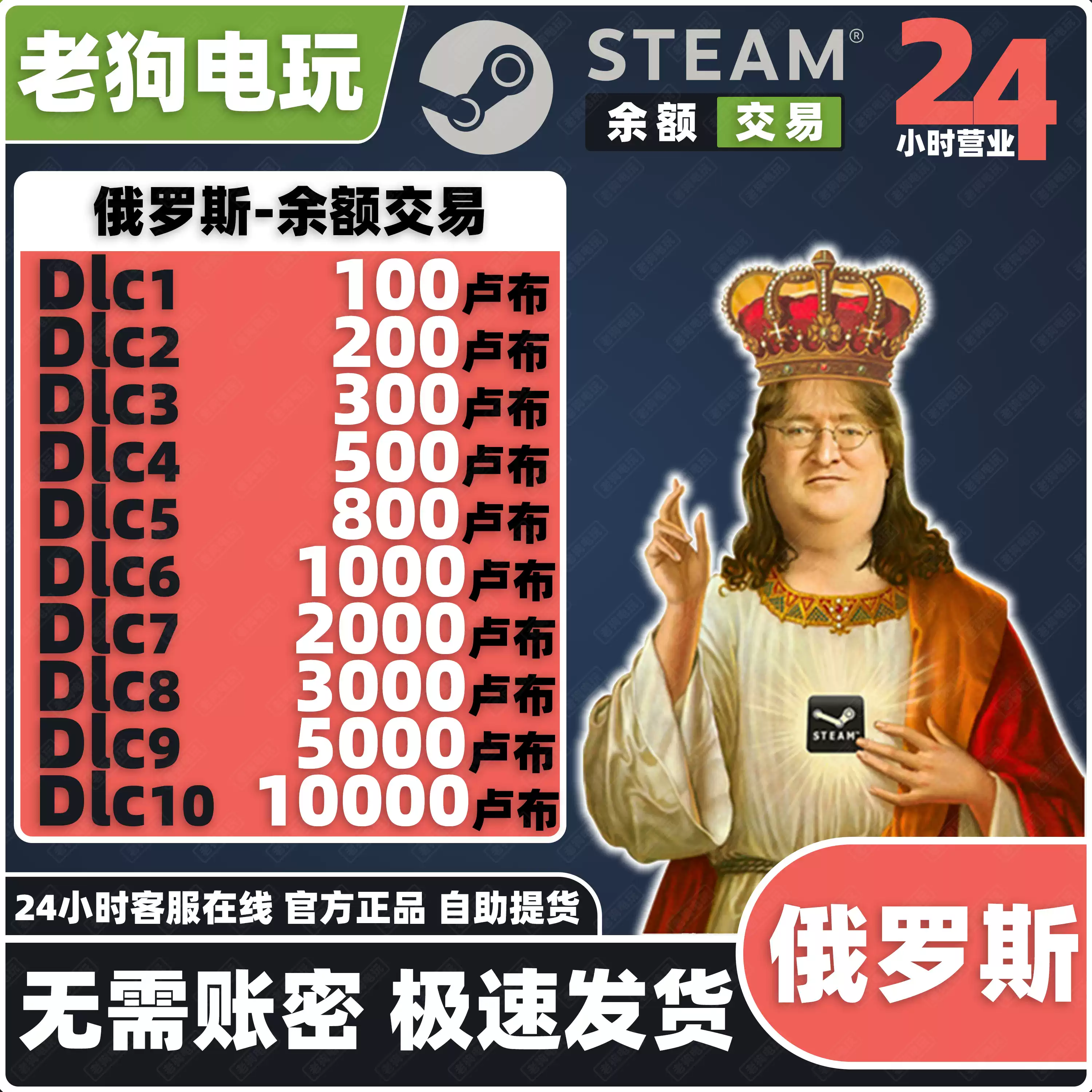 余额交易俄区余额不是steam充值卡俄罗斯充钱卡卢布低价区点卡