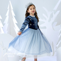 Aisha princess dress autumn and winter new children Anna puffy gauze dress Frozen Halloween dress dress dress