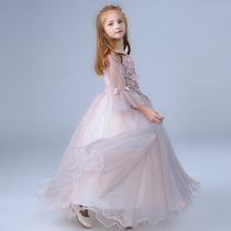 Childrens dress dress dress long dress girl princess dress piano performance dress big child wedding dress show flower fairy high-end skirt