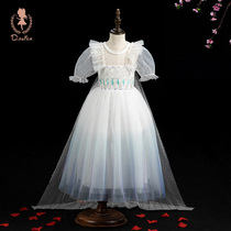 Frozen Aisha Princess Dress Girl New White Aisha Pengpeng Yarn Childrens Dress Dress Summer