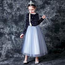 Aisha Princess dress new long dress childrens jumpsuit Aisha Pengpeng gauze birthday dress Frozen Aisha