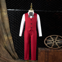 Boys dress suit suit suit 2021 New Red little suit boy flower girl wedding piano performance dress