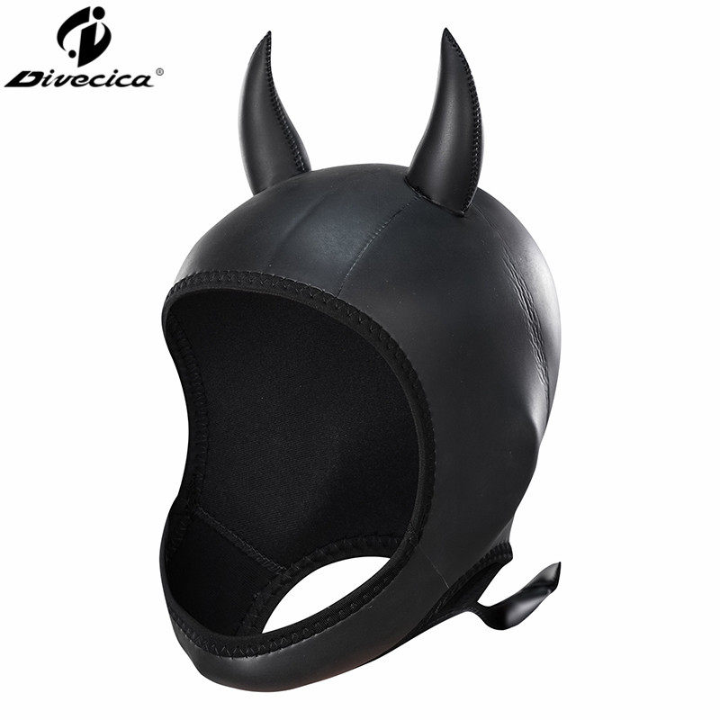 Divecica Recommended Light Leather Small Demon Diving Headgear Custom Made Diving Cap Swimming Cap Personalized Customisation