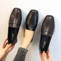 Big code women shoes 2022 spring autumn new Inn wind retro small leather shoes flat bottom 100 lap single shoes women black Lefu shoes