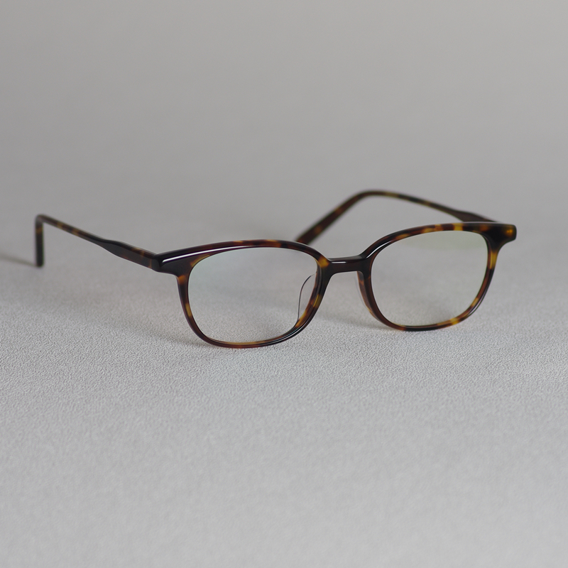 Japanese Classic Business Low-Profile Full-Frame Tortoiseshell Material Small Square Frame Spring-Legged Eyeglass Frame for Men with Large Faces and High Myopia