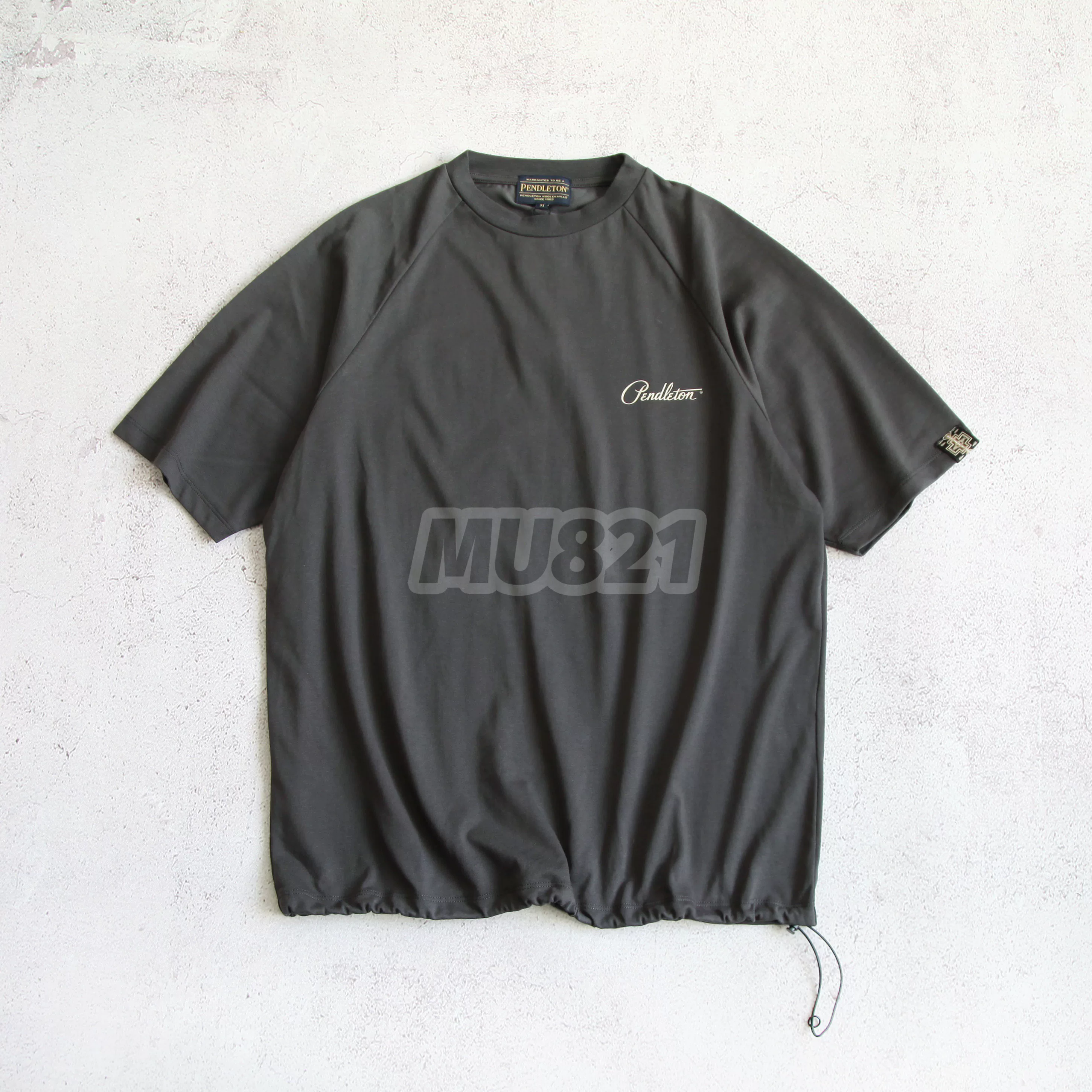 MU821 spot PENDLETON BEAMS special-note ethnic style cross printed drawstring rag-sleeved short-sleeved T-shirt