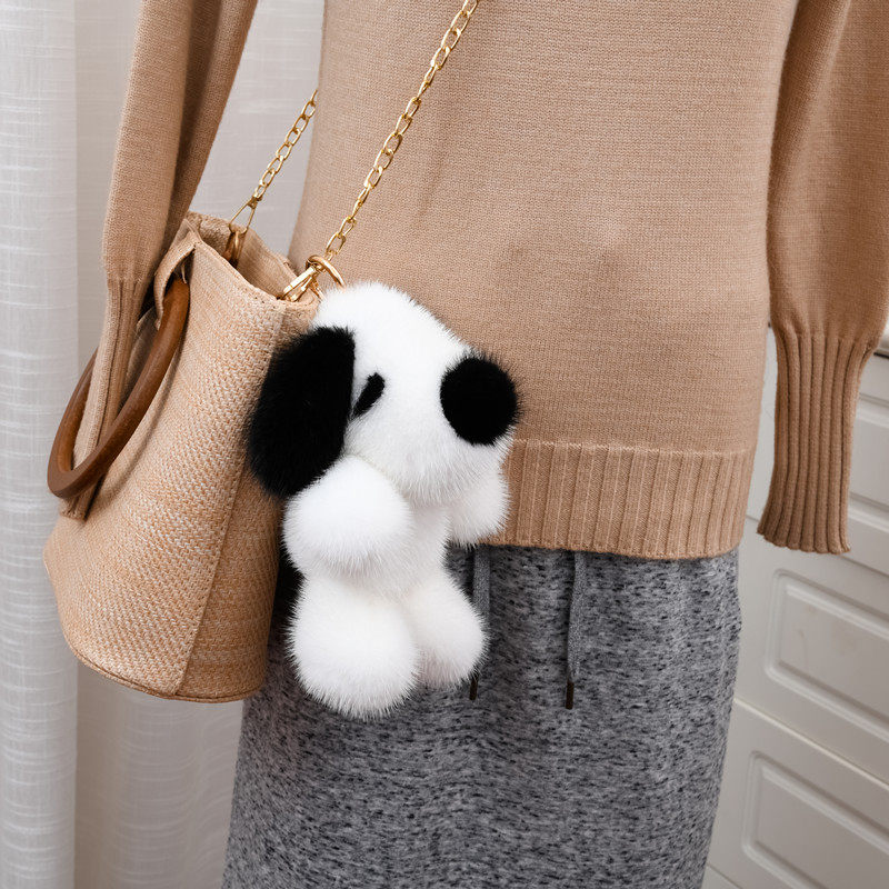 新品貂毛狗狗包挂件可爱汽车钥匙扣卡通生肖狗狗皮草挂饰女详情2