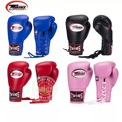 Thai twins tether gloves, rope straps, lacing, Muay Thai boxing gloves for men and women, BGLL1 cowhide