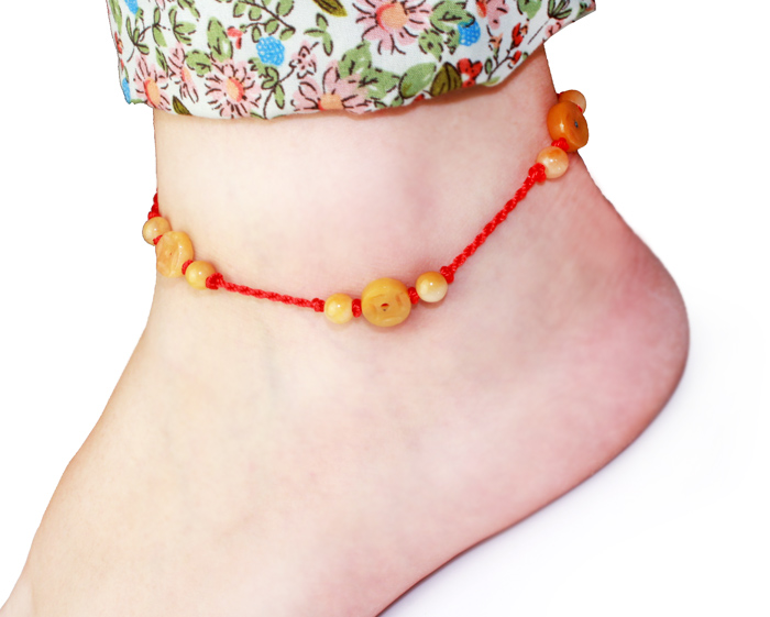 Handmade gió đường qua ngọc bích thời trang dây đỏ vòng chân lắc chân nữ titan