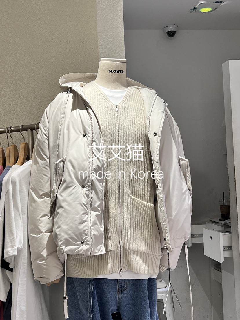 SLOWER Korea Dongdaemun 2023 Winter New Items Women's Dress With Cap Downswing Pure Color Long Sleeve Cotton Suit-Taobao