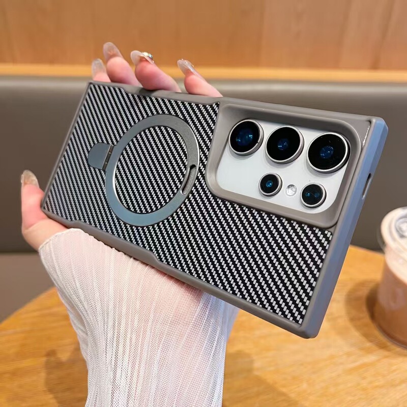 Suitable for Samsung S25 Ultra Phone Case, New Pivot Case, Galaxys26 Ultra Carbon Fiber Pattern, S24 Matte Anti-Drop, S23U High-End Business Magsafe Magnetic Stand Case, S22U