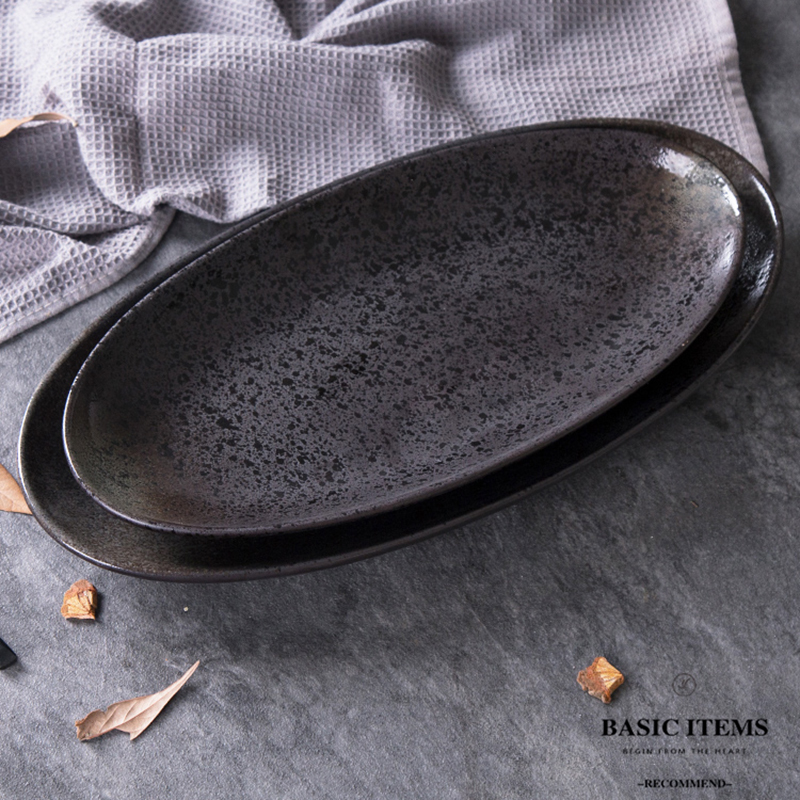 Day Style Creativity Home Cutlery Ceramic Plates Oval Large kilns Fish Pan Day-Style Steamed Fish Grilled Fish Dishes