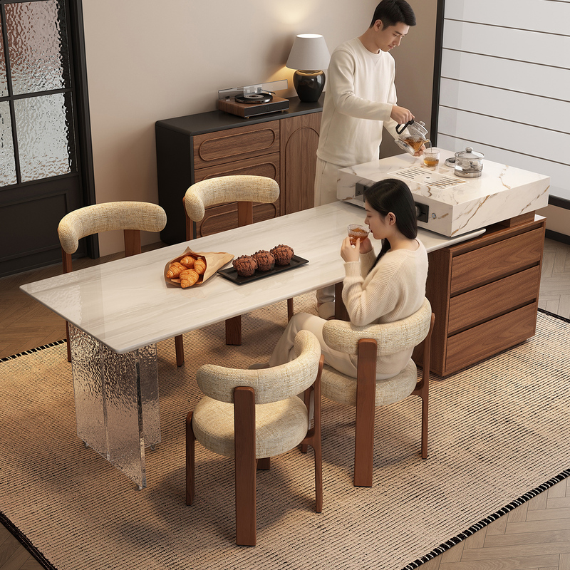 Wuyou Island Crystal Natural Marble Island Table and Dining Table Integrated with Kari Ice Jade, Luxurious and High-End Feel for Living Room Console Table Wuyou Island Crystal Natural Marble Island Table and Dining Table Integrated with Kari Ice Jade, Luxurious and High-End Feel for Living Room Console Table