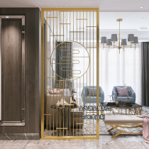 Stainless steel screen partition titanium living room modern simple entrance gate light luxury new Chinese hotel flower grid
