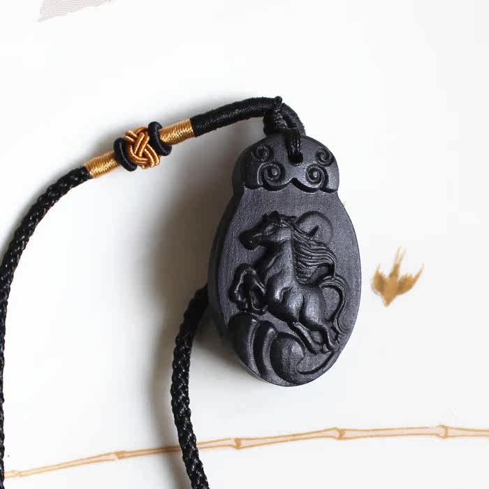 Rima Sends Fu Fine Sculpture Peach Wood Raw Xiao Horse Pendant Necklace Chaejun Chaejun Peach Wood Carving Horse Year After Year