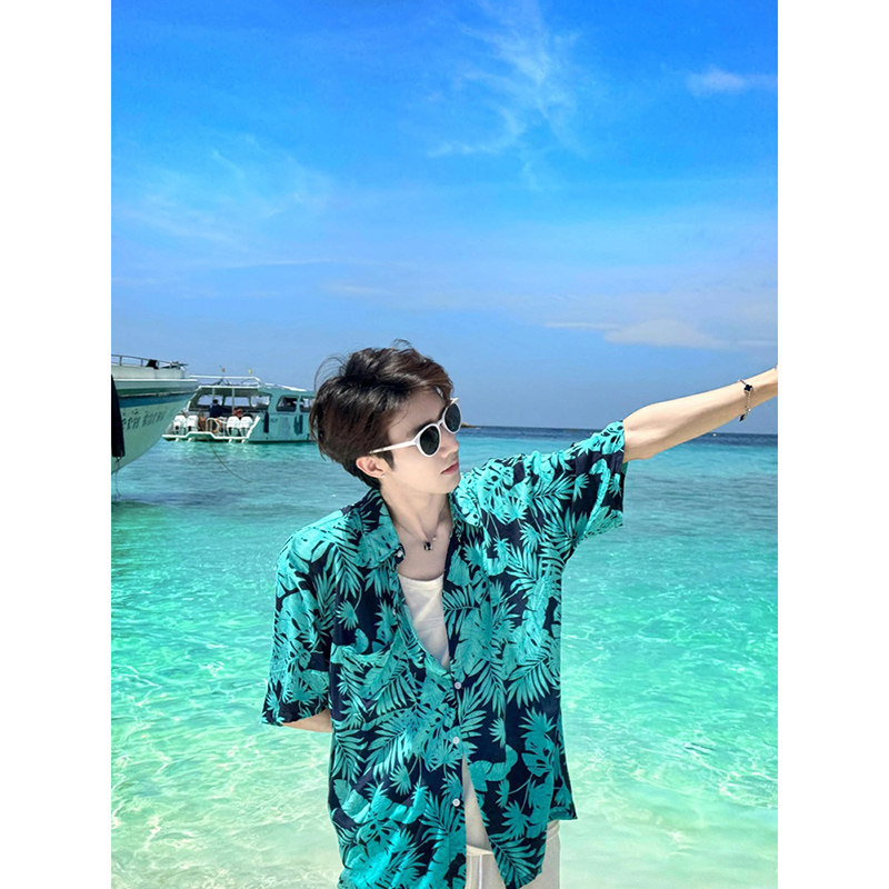 Nasalike Official Collaboration with Vice City: Men's Slim-Fit Tommy-Style Floral Shirt, Hawaiian Shirt Nasalike Official Collaboration with Vice City: Men's Slim-Fit Tommy-Style Floral Shirt, Hawaiian Shirt