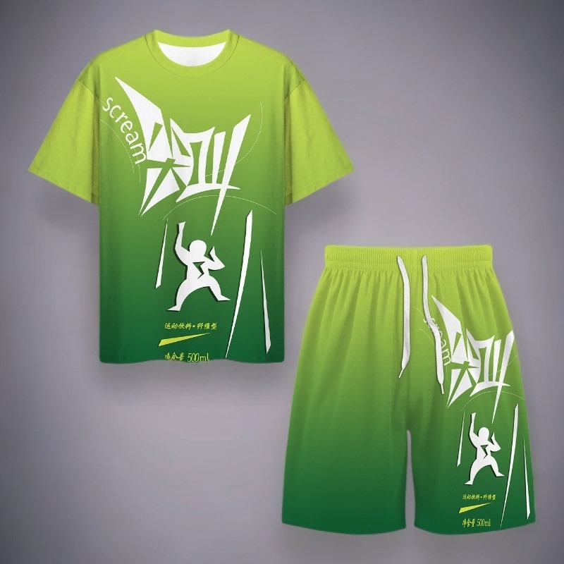 Nongfu Spring Scream Short-Sleeve T-Shirt Electrolyte Drink Sports Clothing Shorts Set Unisex Summer Trendy