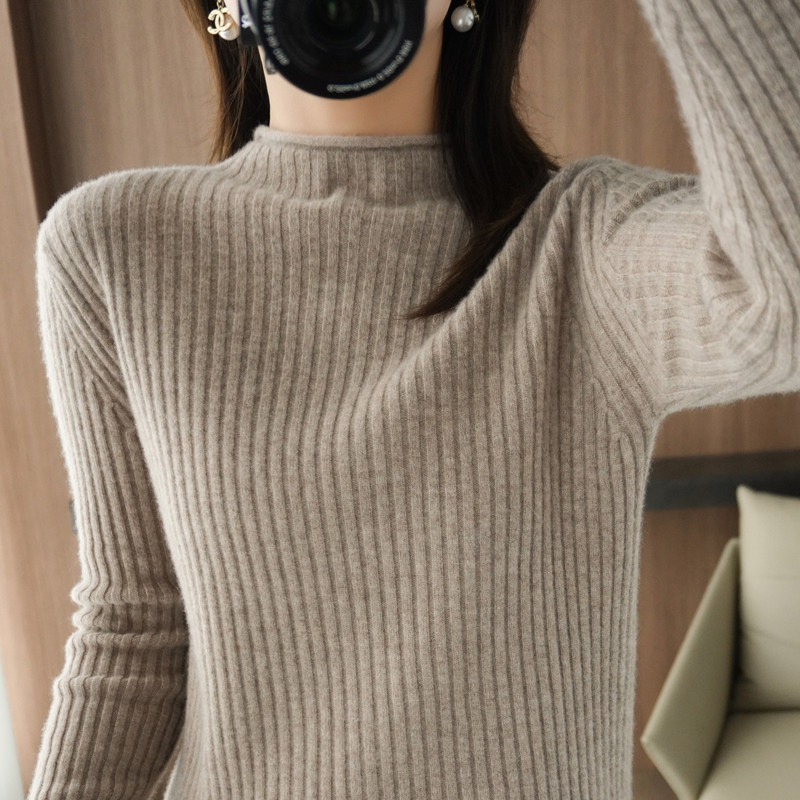 Curbside half-high collar sweater female polo 100 hitch-knit cardiovert 21 autumn winter new interiors with slimmer bottom blouses