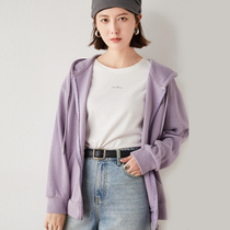 womens sweatshirt cardigan spring autumn 2021 pure cotton sports casual top hooded zip pure cotton hooded thin coat